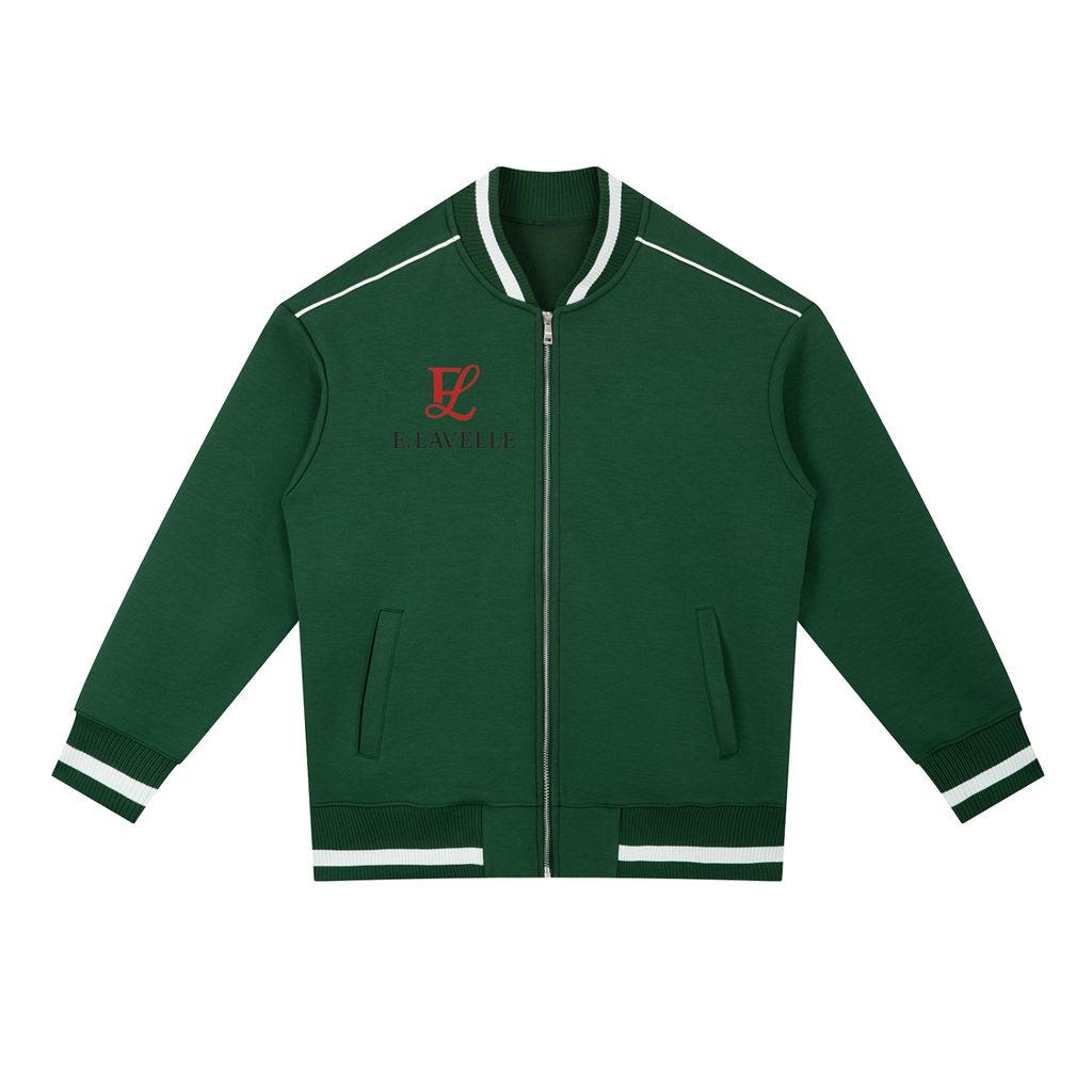 Contrast Piping Zip Bomber Jacket Red Logo