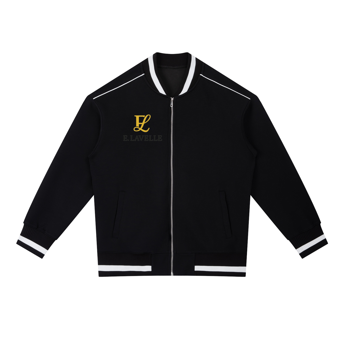 Contrast Piping Zip Bomber Jacket Gold Logo