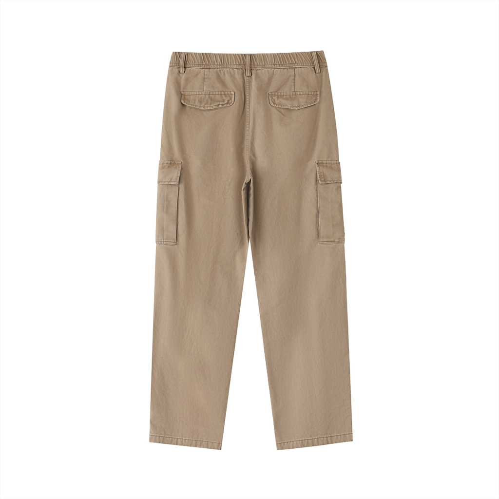 ELavelleCotton Elastic-Waist Cargo Pants Gold Logo