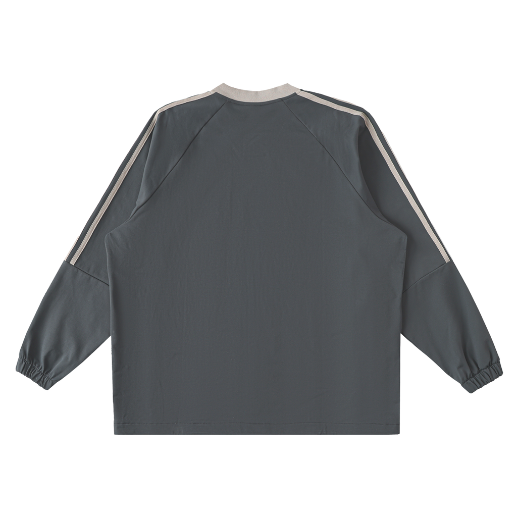 Color-Block V-Neck Long-Sleeve T-Shirt Black & Gold Logo