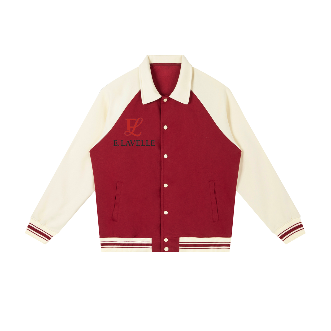 Contrast Raglan Sleeve Baseball Jacket Red Logo
