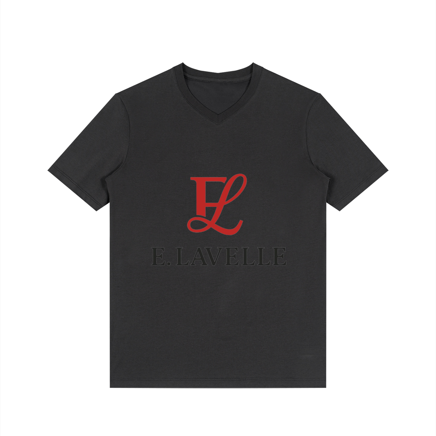 Men's Solid V-Neck T-Shirt Red Logo