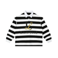 Color Block Stripe Polo Shirt Black & Gold Logo