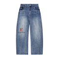 ELavelle Sun Fade Heavyweight Denim Jeans Red Logo