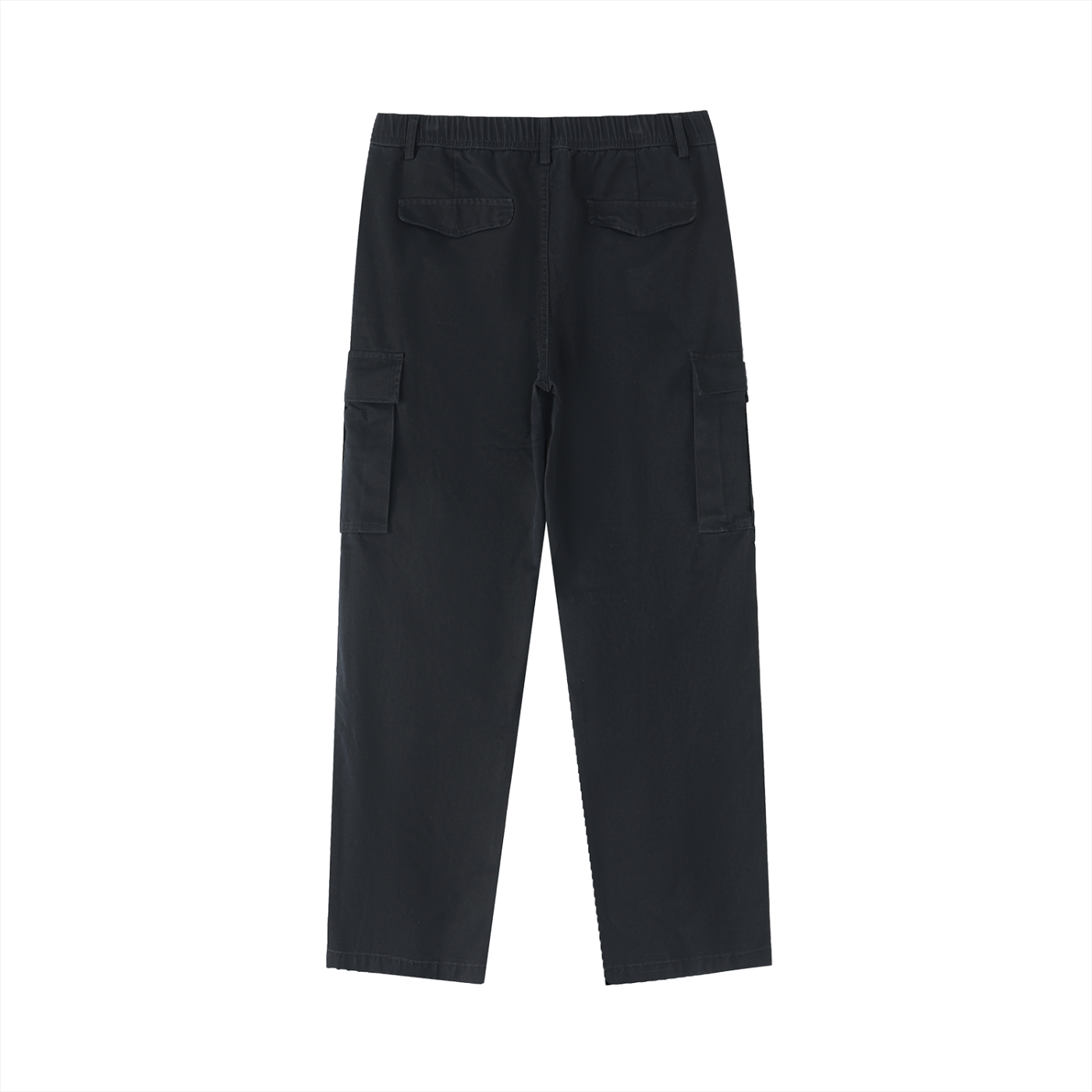 ELavelle Cotton Elastic-Waist Cargo Pants Black & Gold logo