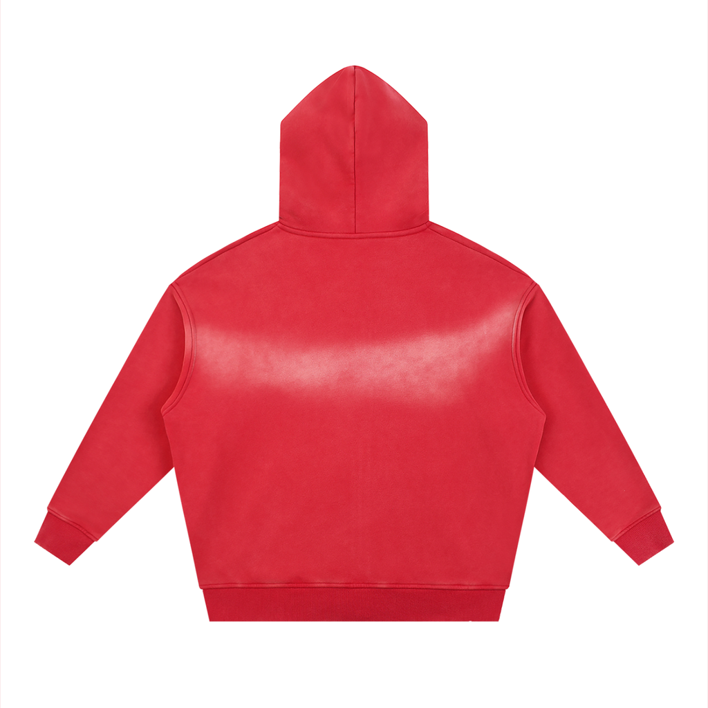 Sunfade Two-way Zipper Boxy Fleece Hoodie Gold Logo