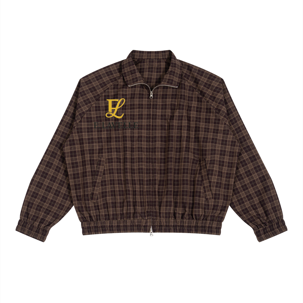 Unisex Plaid Full-Zip Track Jacket Gold Logo