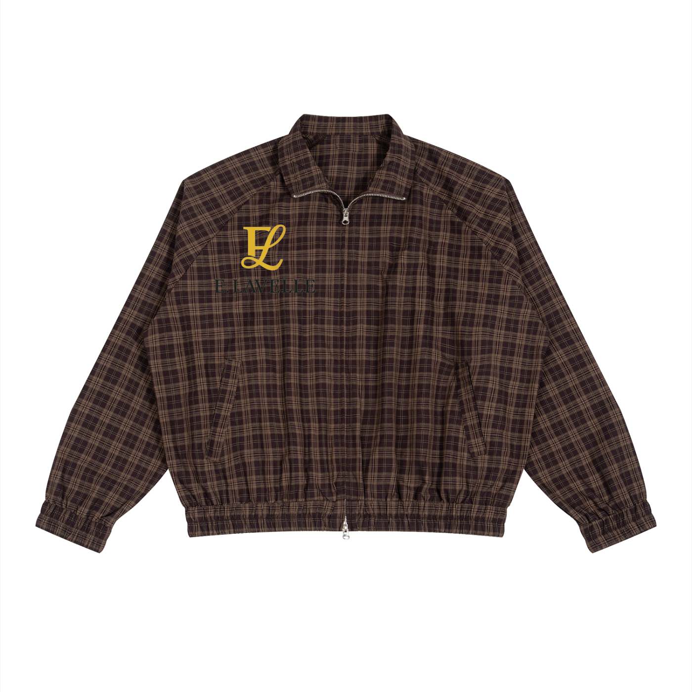 Unisex Plaid Full-Zip Track Jacket Gold Logo