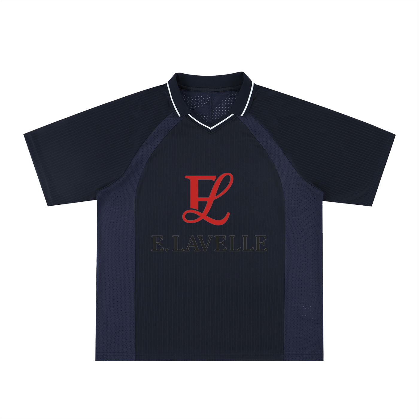 Striped V-Neck Soccer Jersey Red Logo