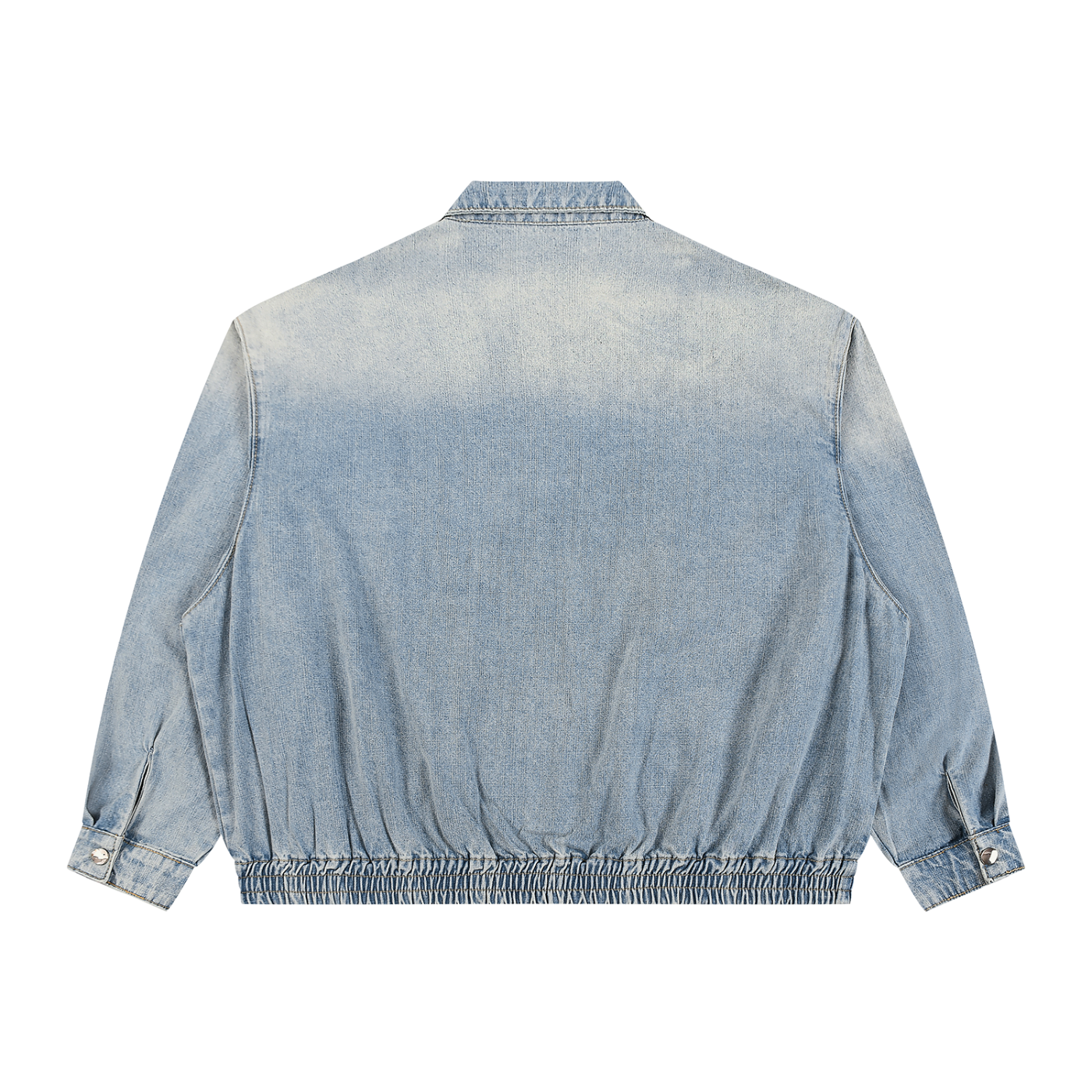 Unisex Vintage Wash Full-Zip Denim Jacket Red Logo