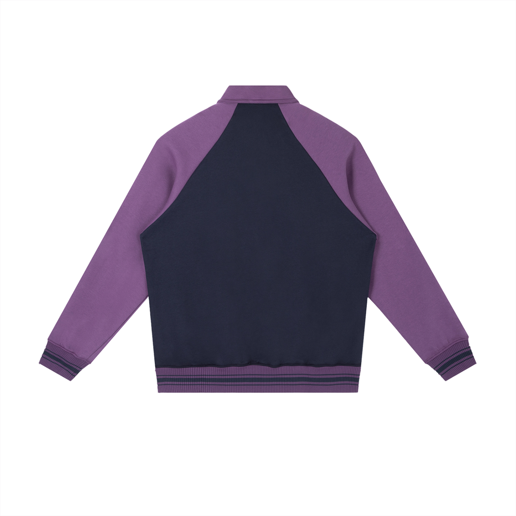 Contrast Raglan Sleeve Baseball Jacket Red Logo