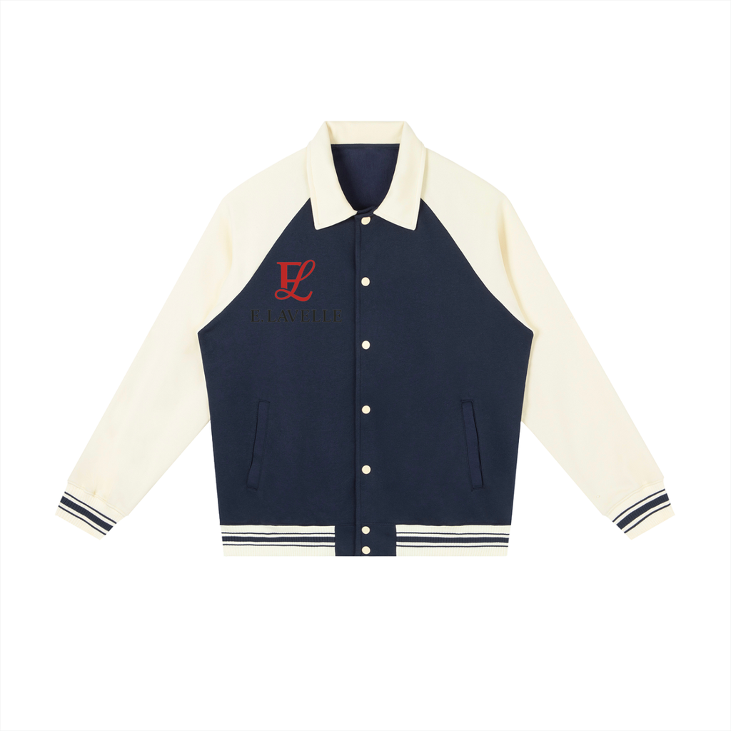 Contrast Raglan Sleeve Baseball Jacket Red Logo