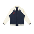 Contrast Raglan Sleeve Baseball Jacket Red Logo