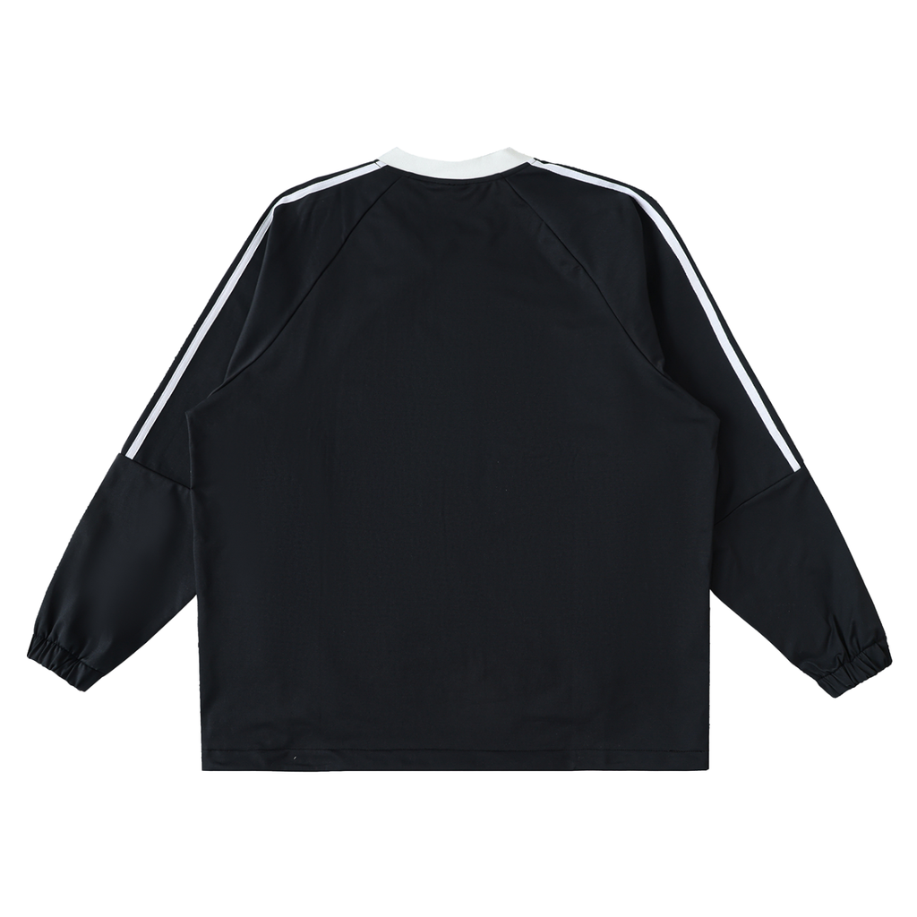 Color-Block V-Neck Long-Sleeve T-Shirt Black & Gold Logo
