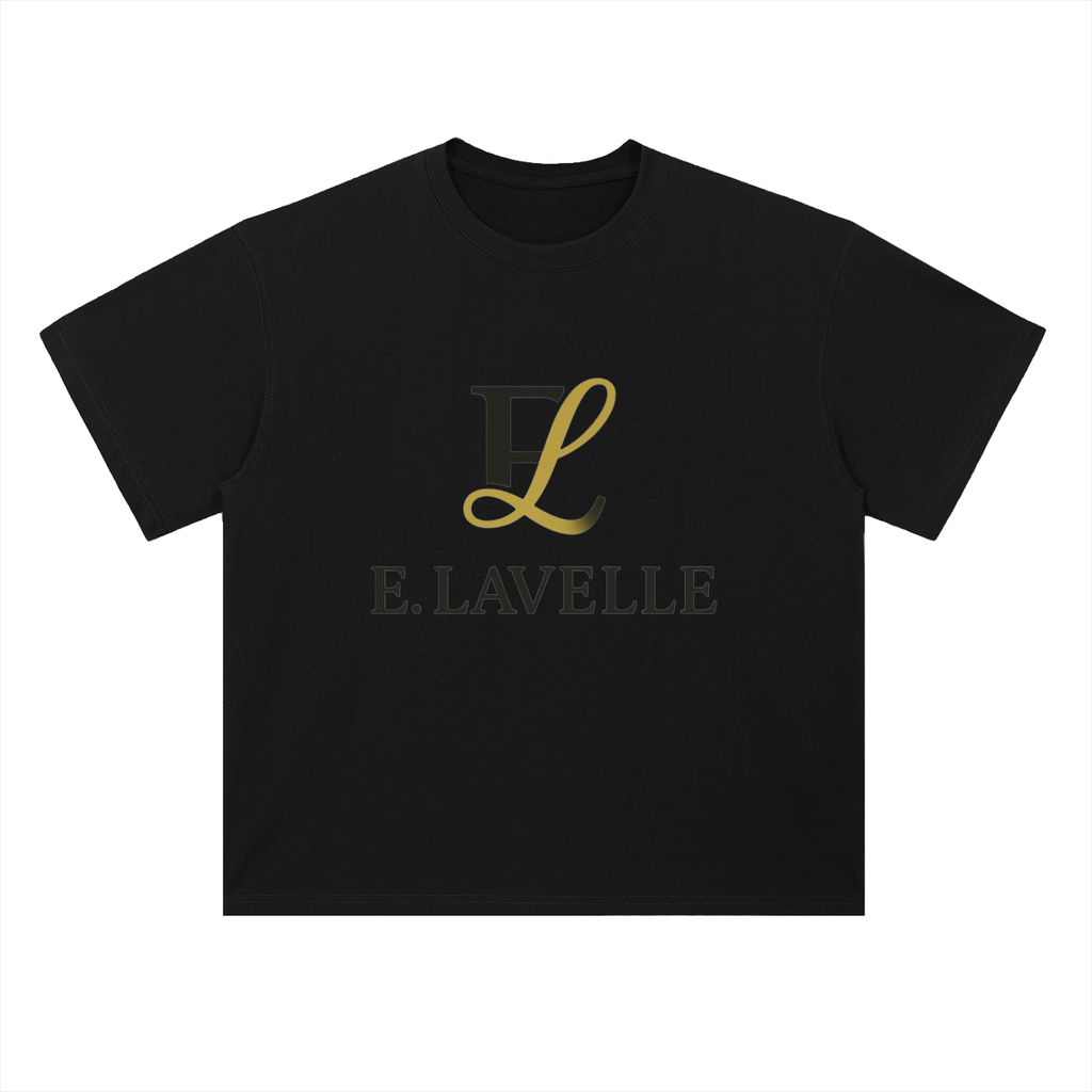 Heavyweight Drop Shoulder Cotton T-Shirt Black & Gold Logo