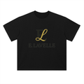 Heavyweight Drop Shoulder Cotton T-Shirt Black & Gold Logo