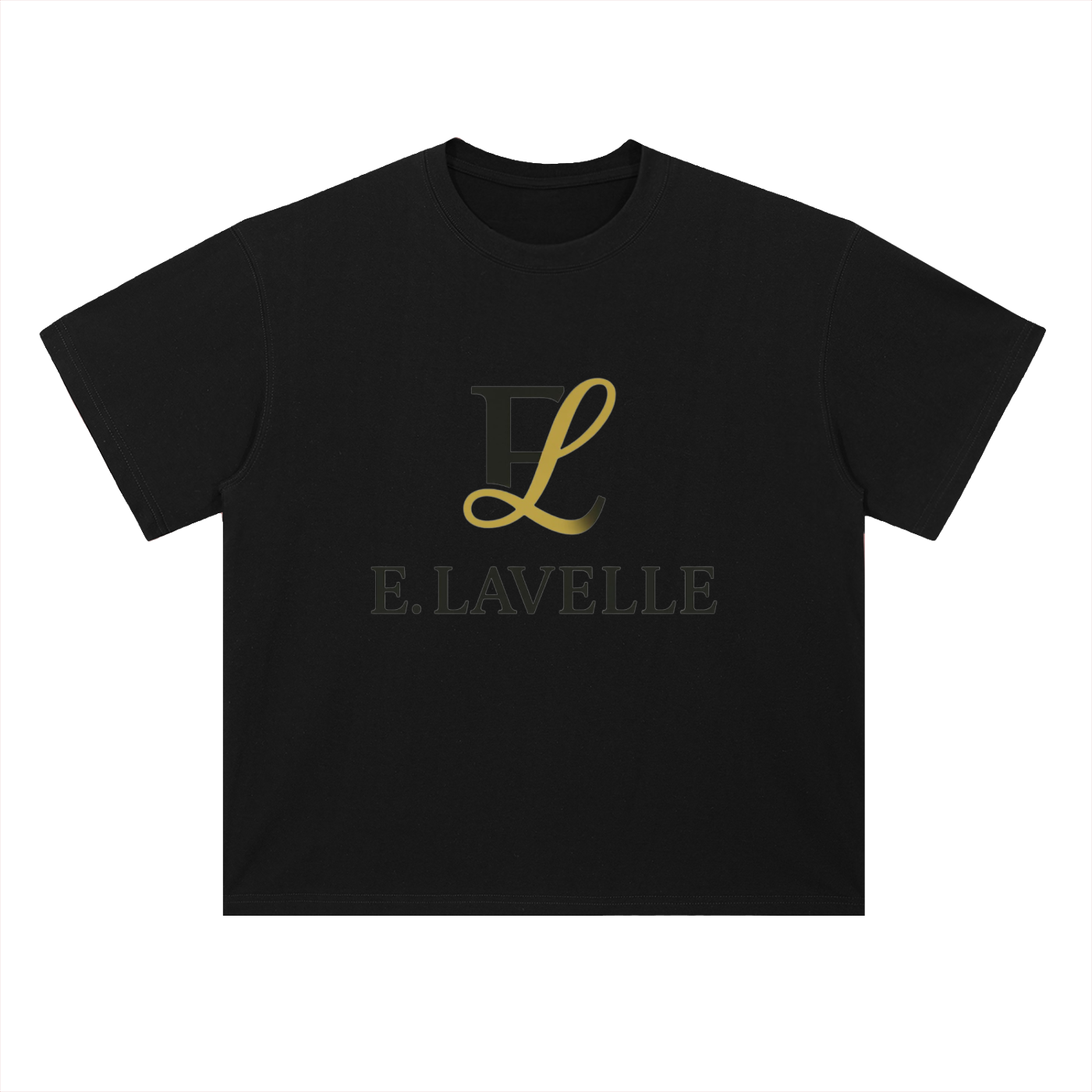 Heavyweight Drop Shoulder Cotton T-Shirt Black & Gold Logo