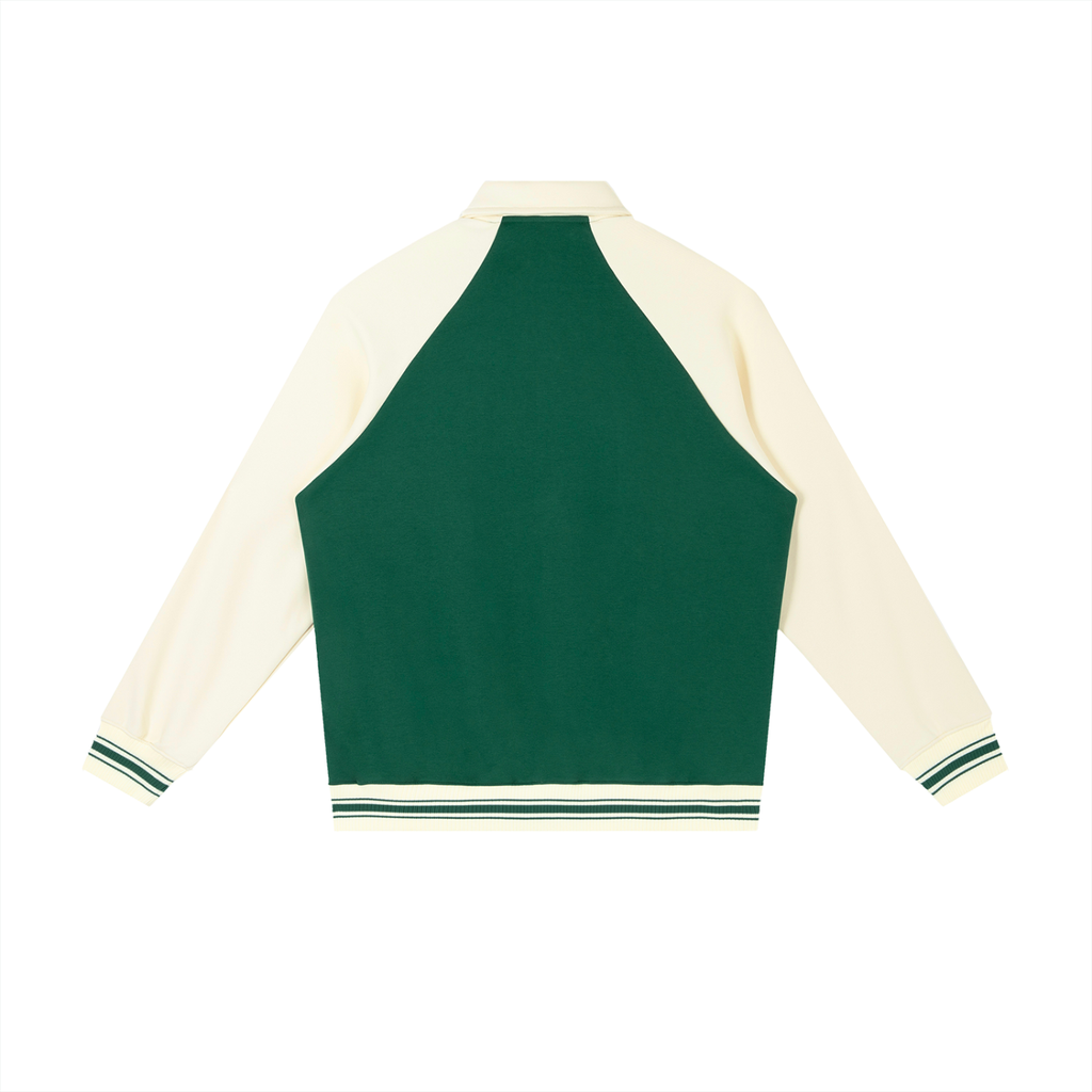 Contrast Raglan Sleeve Baseball Jacket Gold Logo