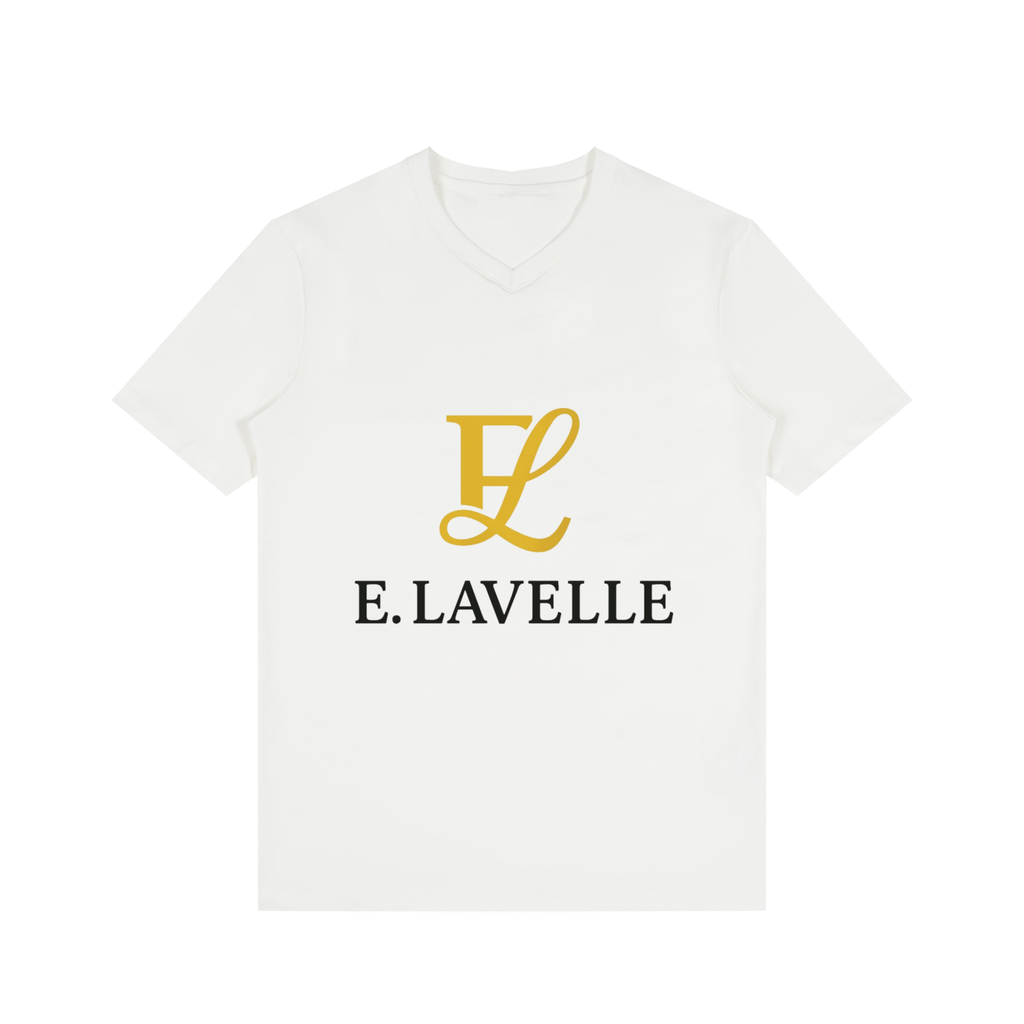 Men's Solid V-Neck T-Shirt Gold Logo