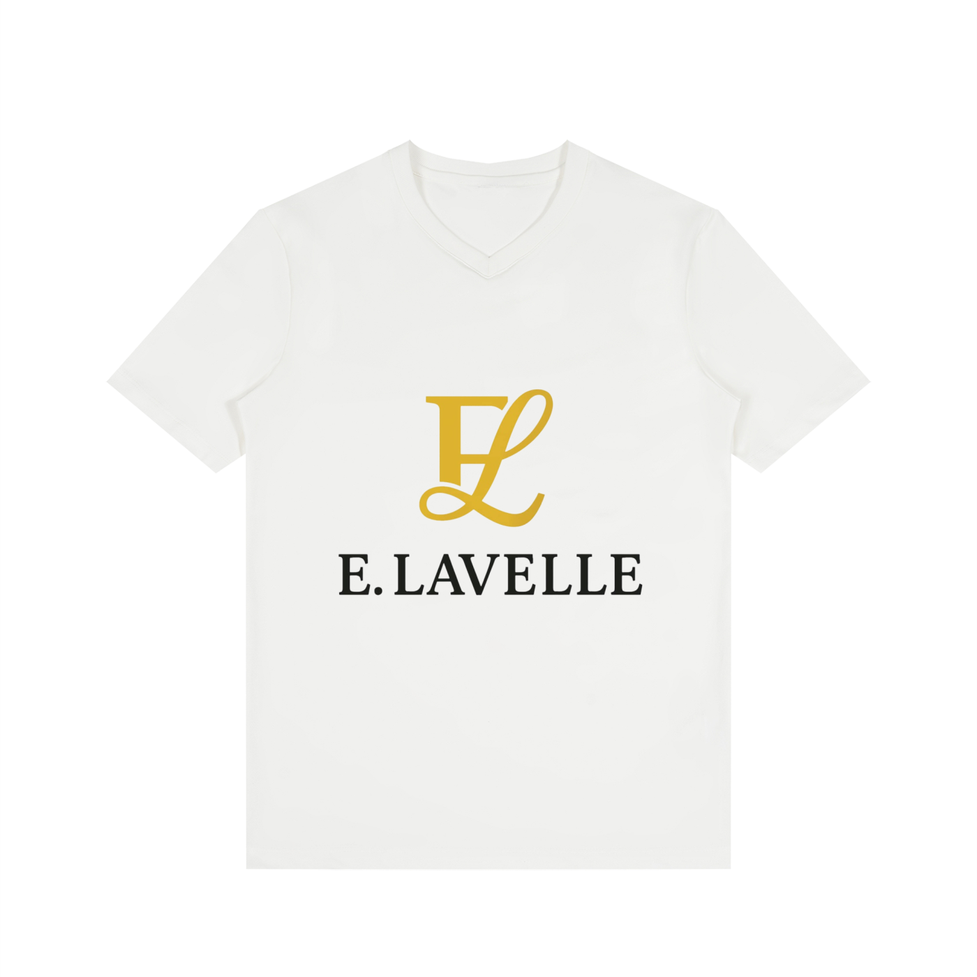 Men's Solid V-Neck T-Shirt Gold Logo