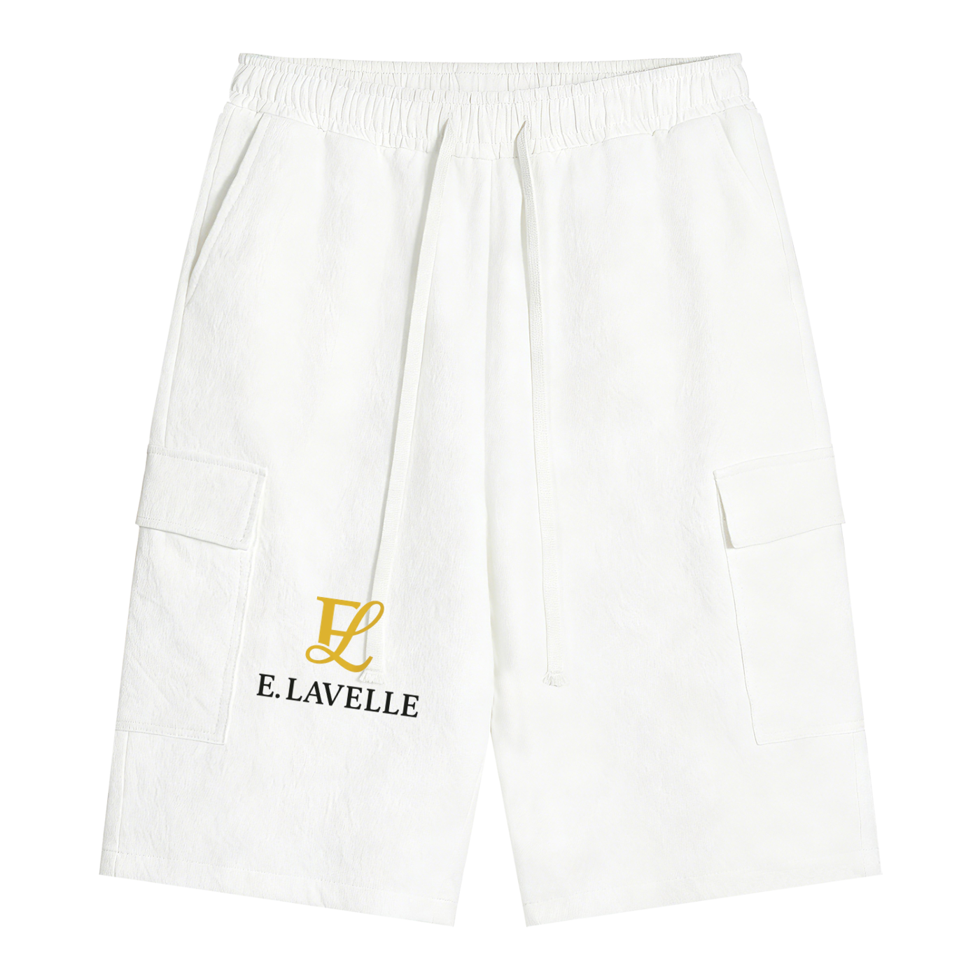 ELavelle Unisex Drawstring Cargo Shorts Gold logo