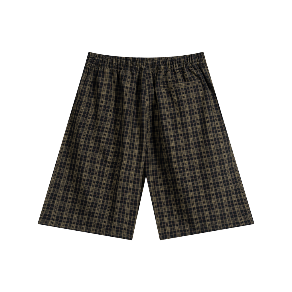 Unisex Plaid Wide Leg Shorts Red Logo
