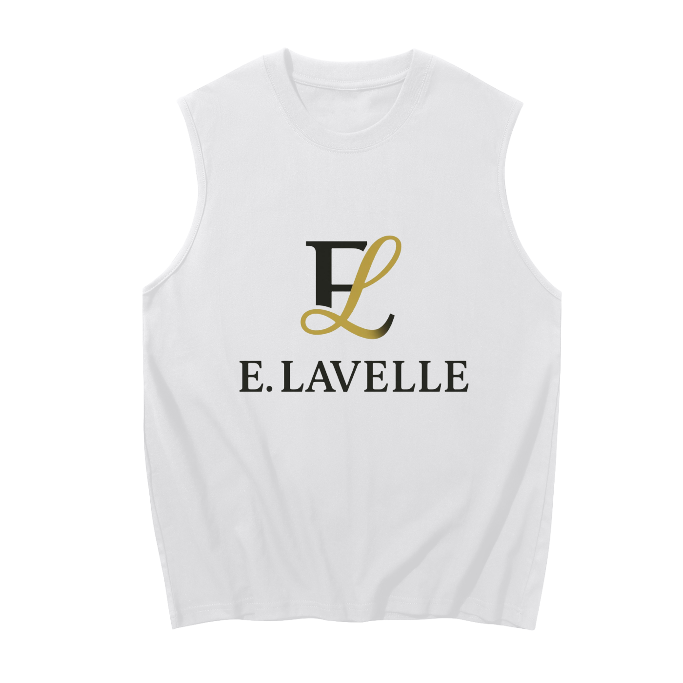 Men's Sleeveless Cotton Tank Top Black & Gold Logo