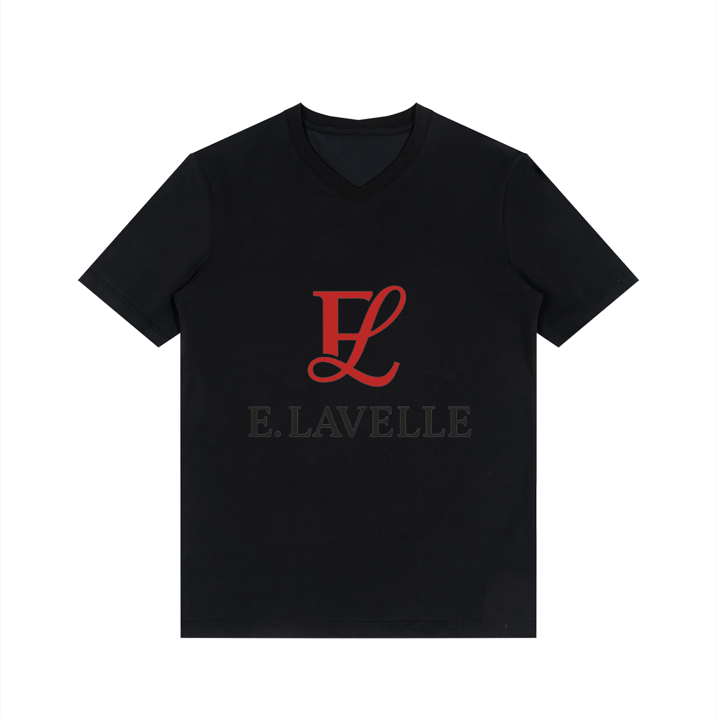Men's Solid V-Neck T-Shirt Red Logo