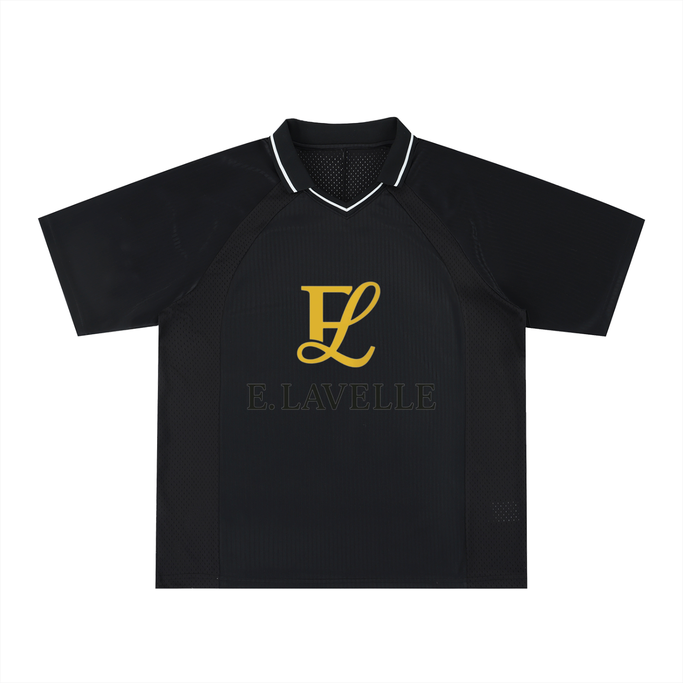 Striped V-Neck Soccer Jersey Gold Logo