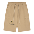 ELavelle Unisex Drawstring Cargo Shorts Black & Gold Logo