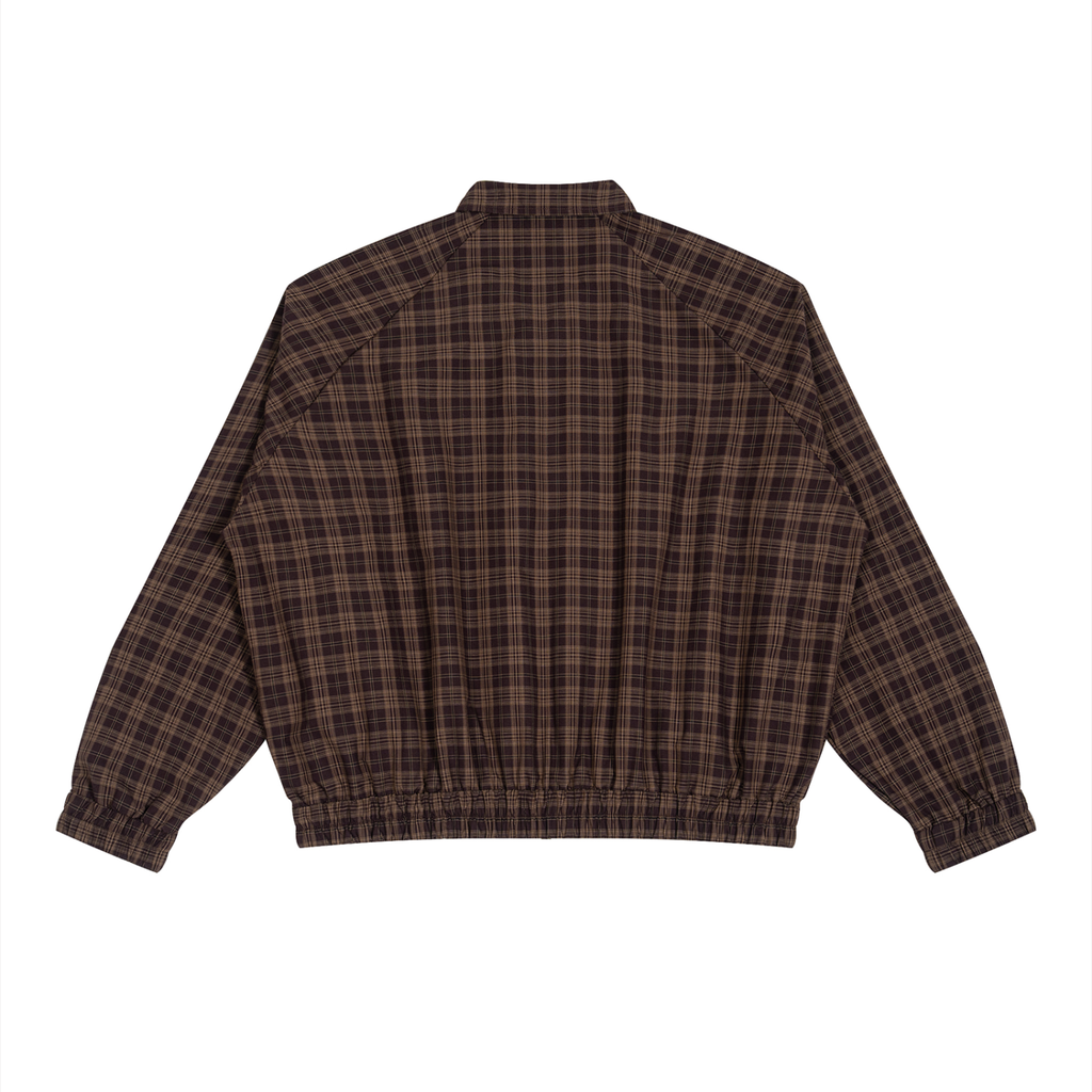 Unisex Plaid Full-Zip Track Jacket Black & Gold Logo