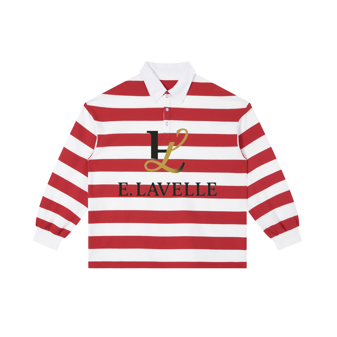 Color Block Stripe Polo Shirt Black & Gold Logo