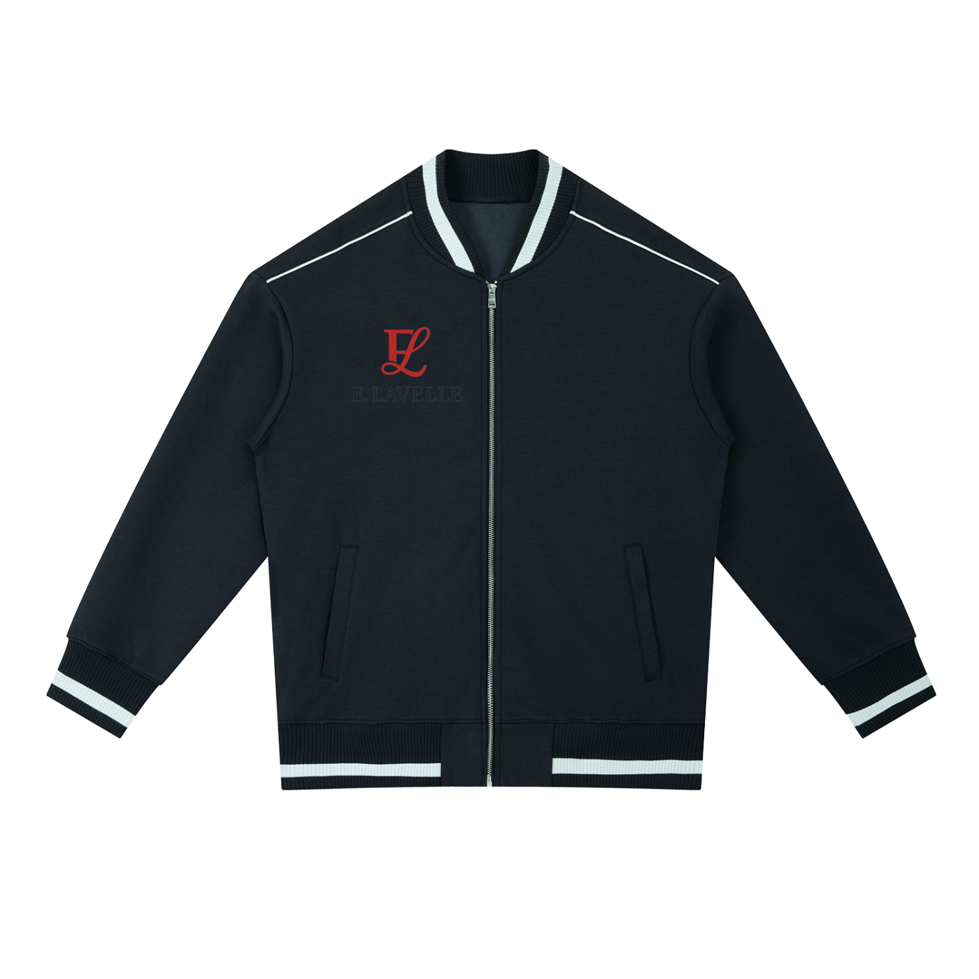 Contrast Piping Zip Bomber Jacket Red Logo