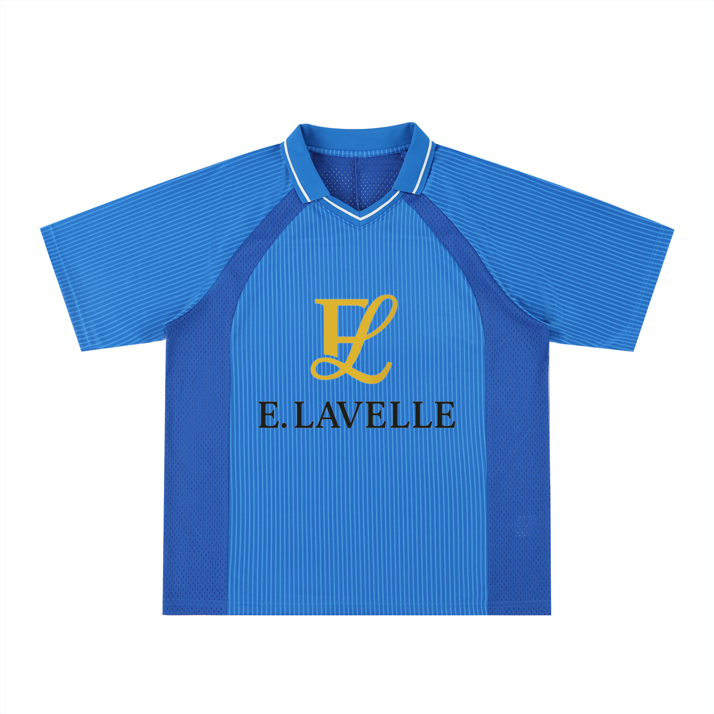Striped V-Neck Soccer Jersey Gold Logo