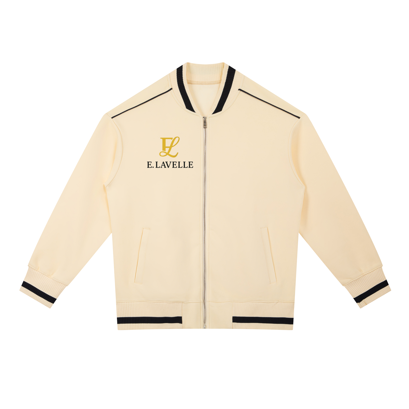 Contrast Piping Zip Bomber Jacket Gold Logo