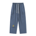 ELavelle Drawstring Waist Straight-Leg Cargo Pants Gold Logo
