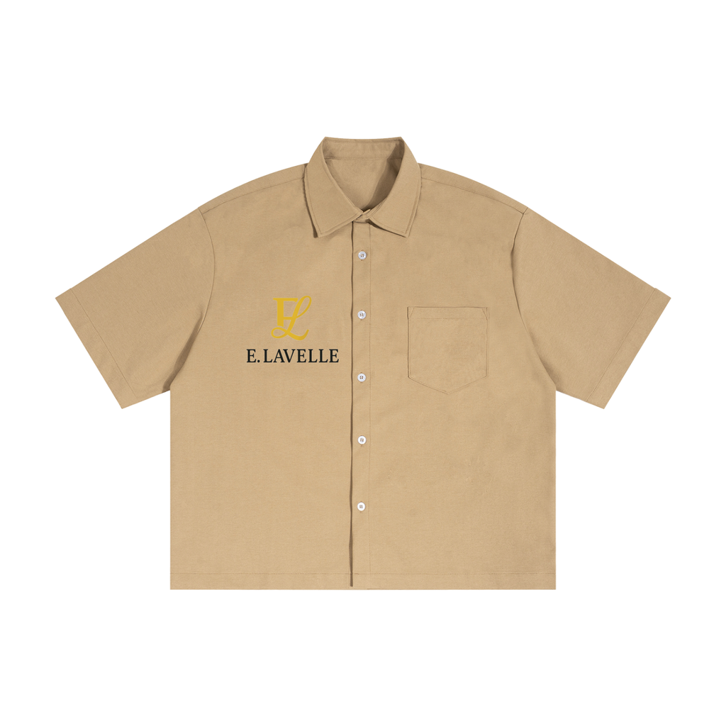 Unisex Boxy Heavyweight Short Sleeve Shirt Gold Logo