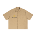 Unisex Boxy Heavyweight Short Sleeve Shirt Gold Logo