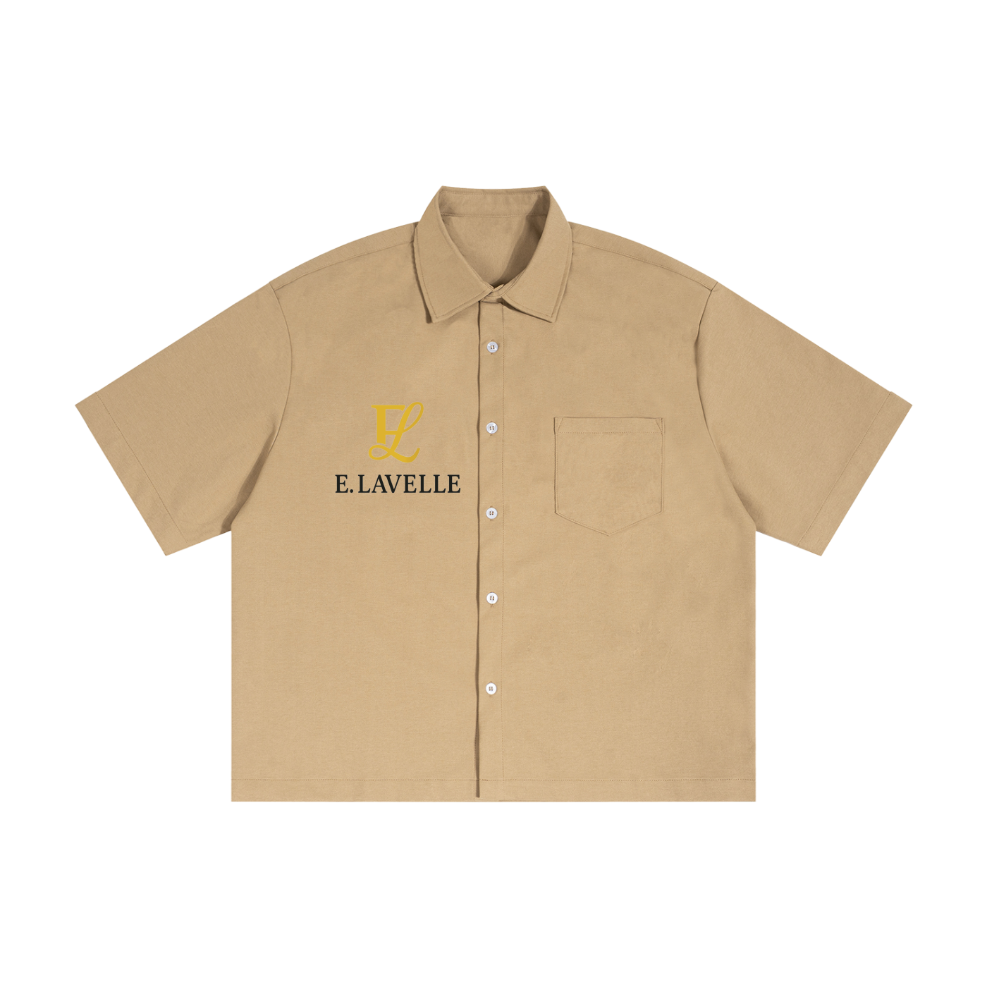 Unisex Boxy Heavyweight Short Sleeve Shirt Gold Logo