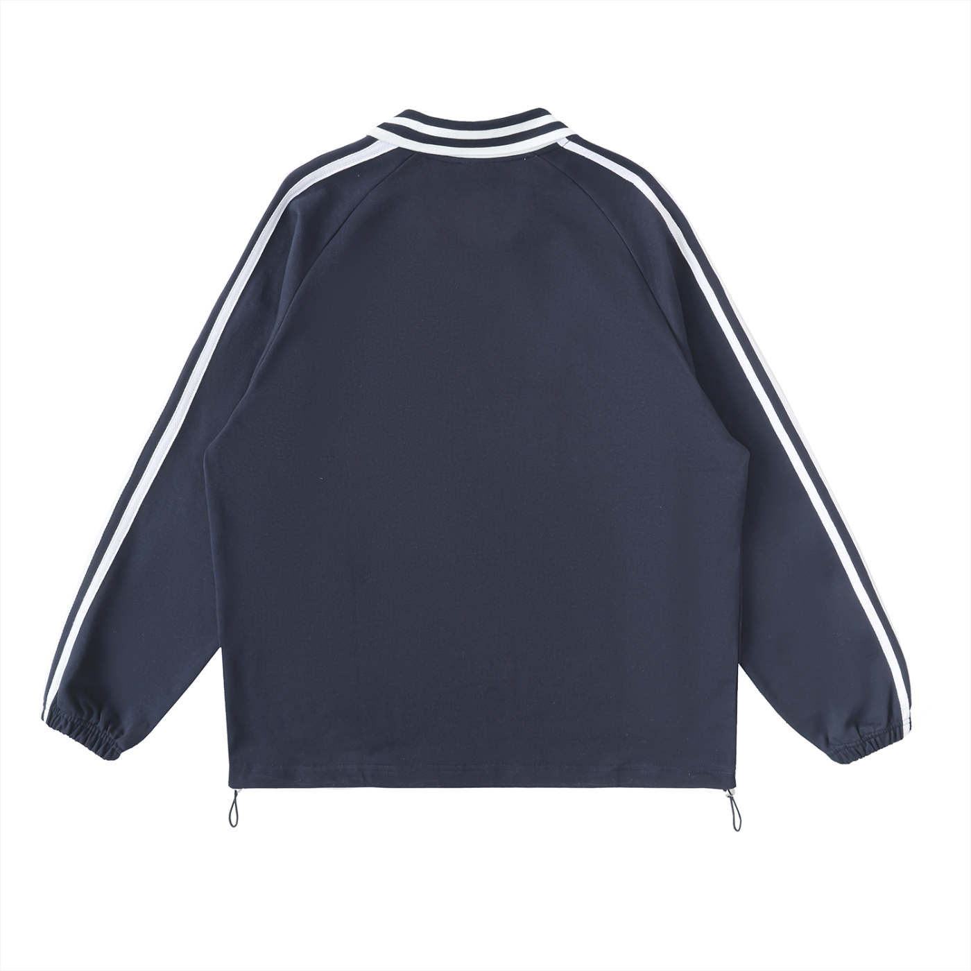 Contrast Striped Lapel Collar Sweatshirt Gold Logo