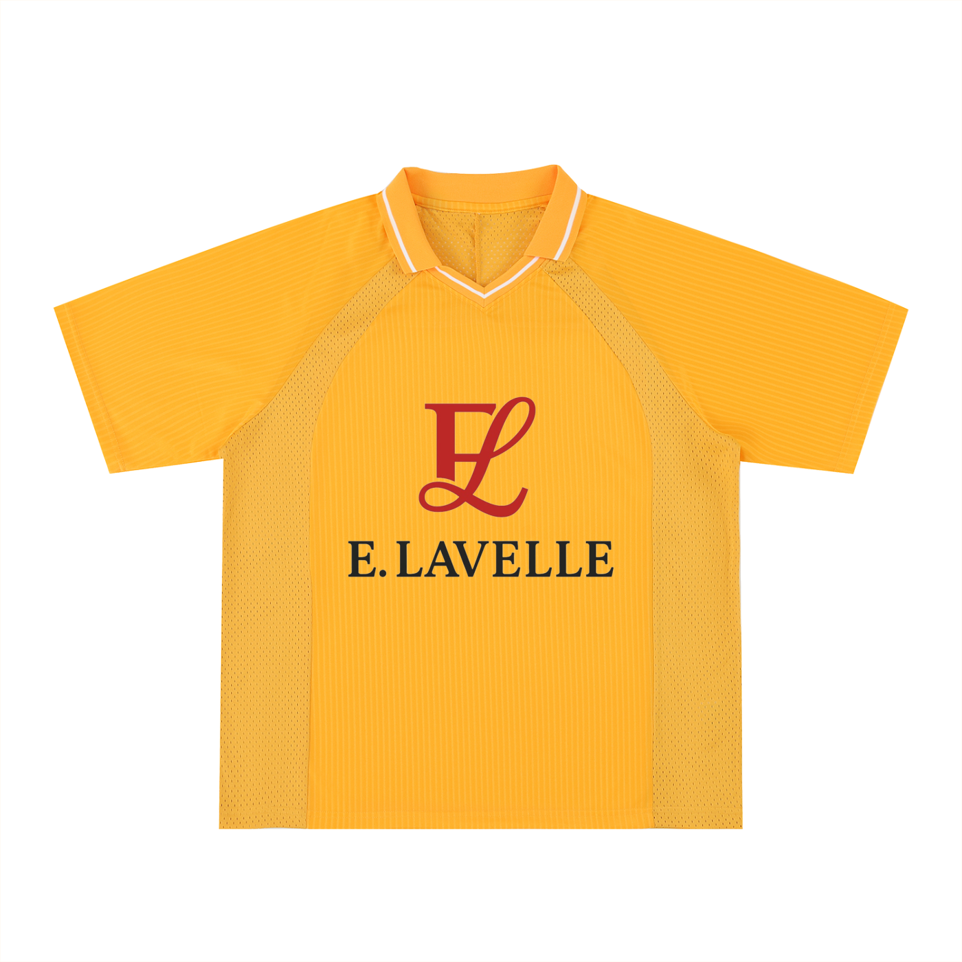 Striped V-Neck Soccer Jersey Red Logo