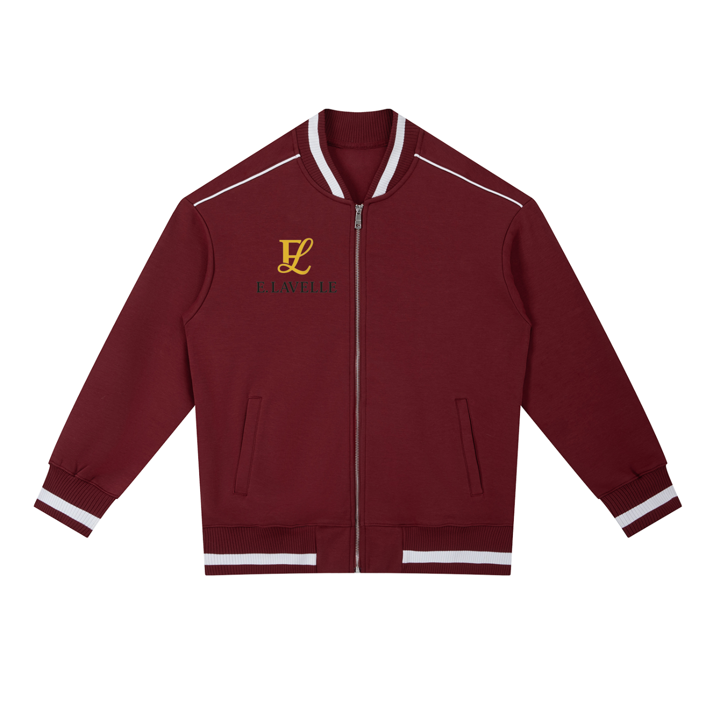 Contrast Piping Zip Bomber Jacket Gold Logo