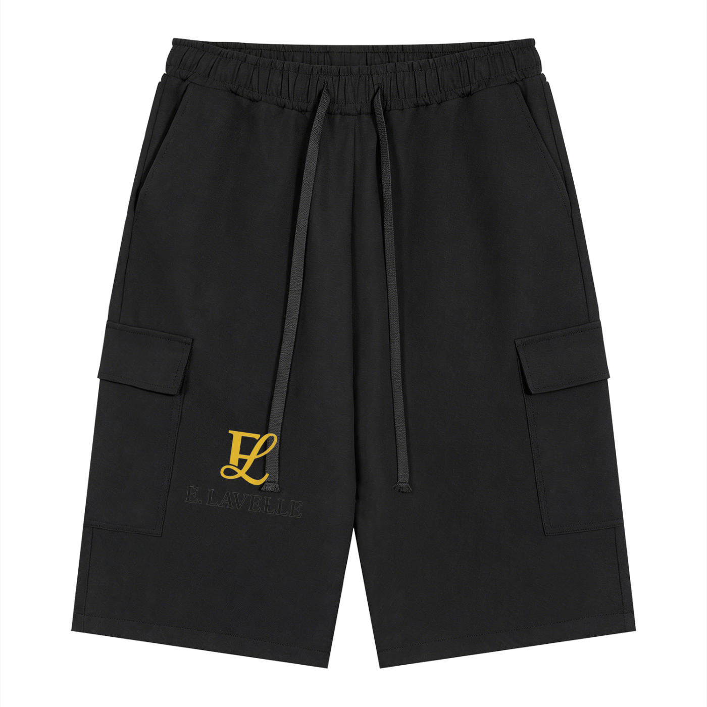 ELavelle Unisex Drawstring Cargo Shorts Gold logo