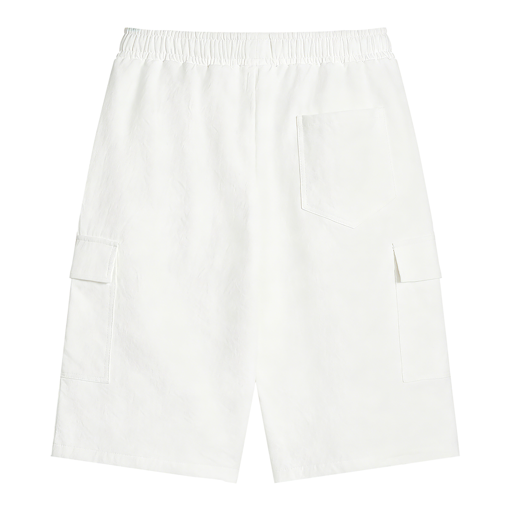 ELavelle Unisex Drawstring Cargo Shorts Red Logo