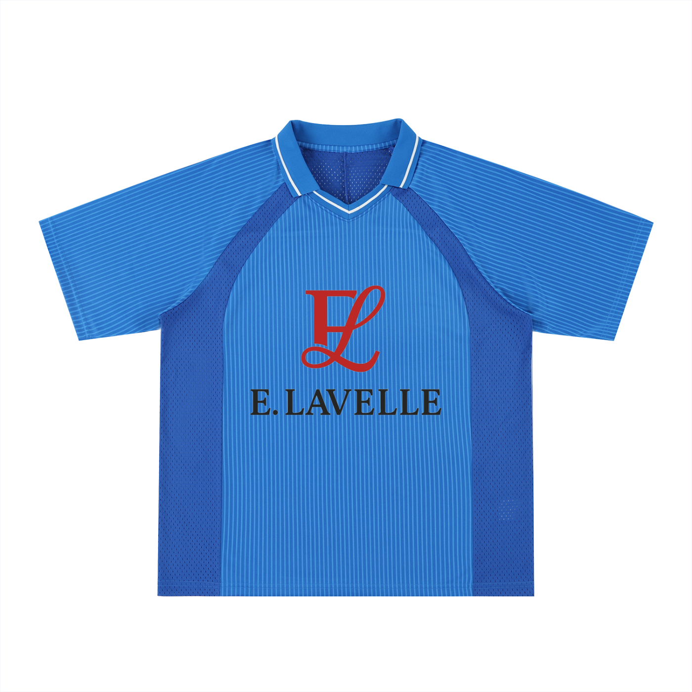 Striped V-Neck Soccer Jersey Red Logo