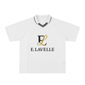 Striped V-Neck Soccer Jersey Black & Gold Logo