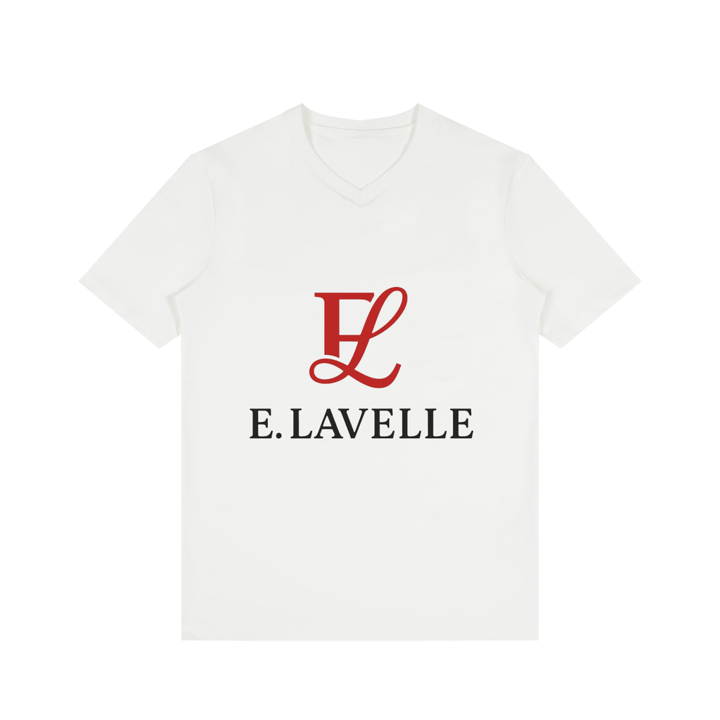 Men's Solid V-Neck T-Shirt Red Logo