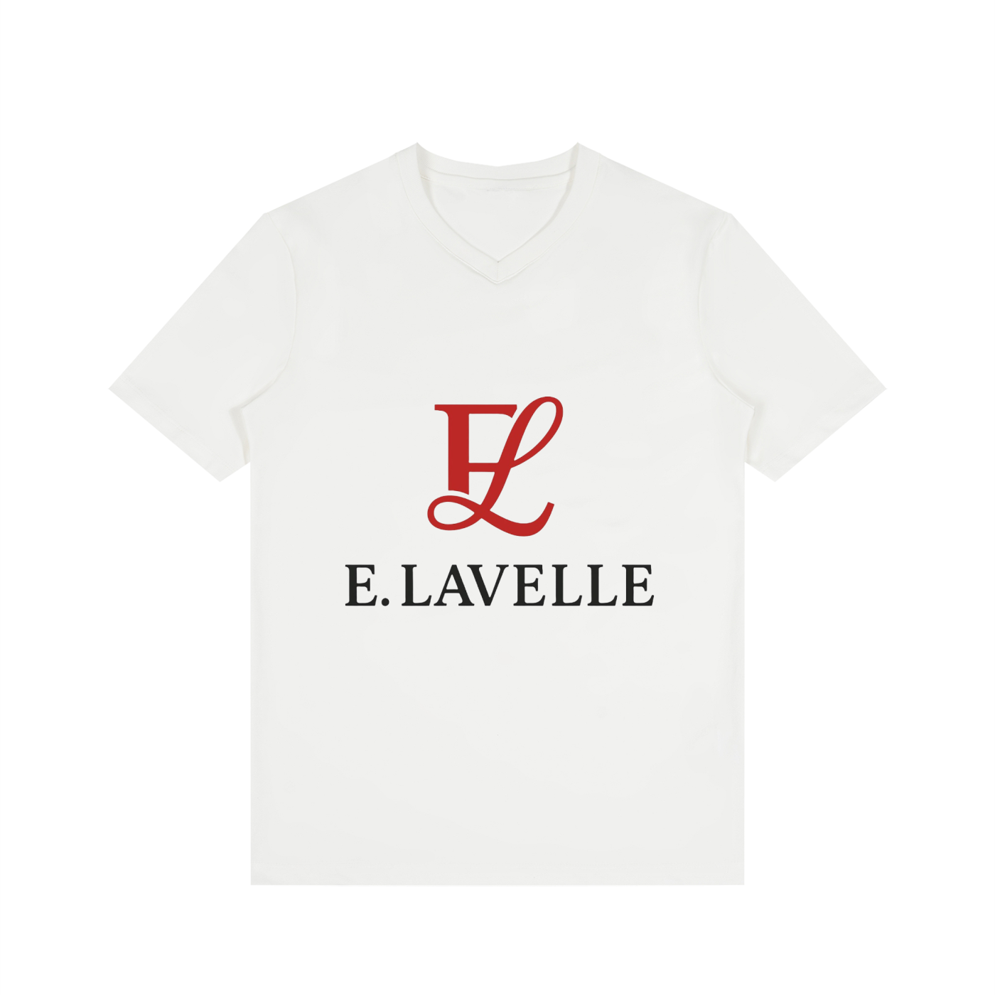 Men's Solid V-Neck T-Shirt Red Logo