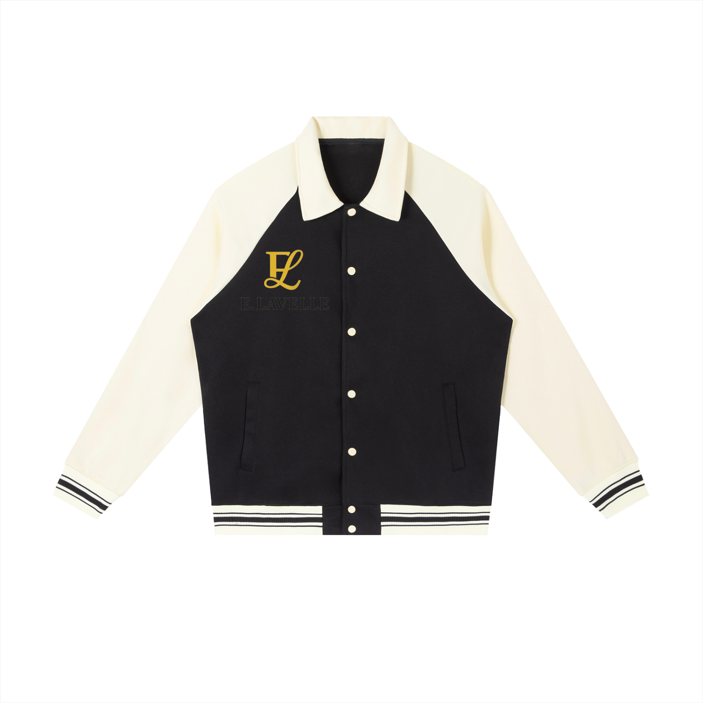 Contrast Raglan Sleeve Baseball Jacket Gold Logo