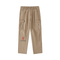 Elavelle Cotton Elastic-Waist Cargo Pants Red Logo